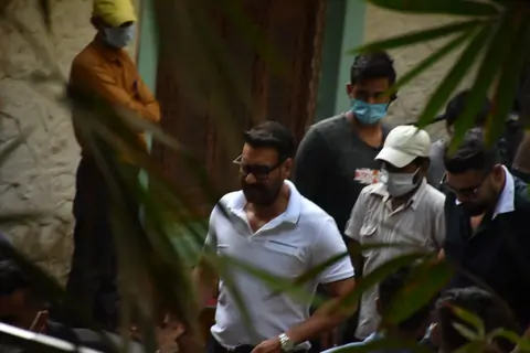 Ajay Devgn snapped at a shoot location in Bandra