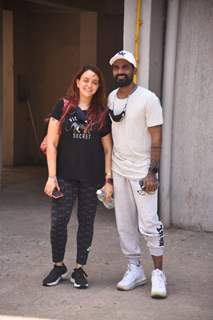 Remo D'Souza snapped with his wife Lizelle D'Souza at his office in Andheri