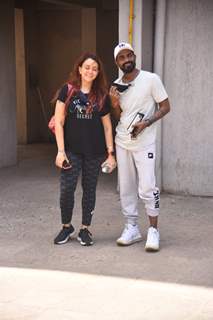 Remo D'Souza snapped with his wife Lizelle D'Souza at his office in Andheri