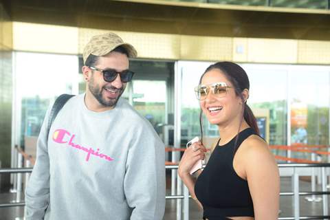 Aly Goni snapped with Jasmin Bhasin at airport