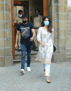 Rhea Chakraborty and brother Showik snapped at NCB office