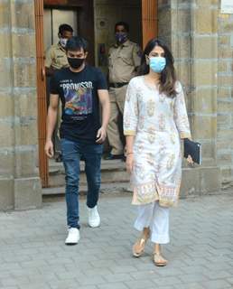 Rhea Chakraborty and brother Showik snapped at NCB office