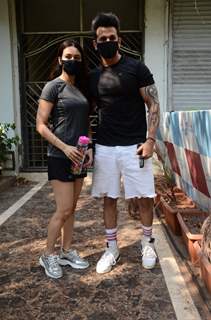 Yuvika Chaudhary and Prince Narula snapped in Versova, Andheri