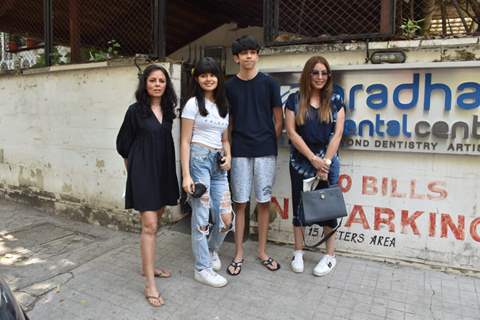 Mahima Chaudhry snapped with her kids at a clinic in Juhu