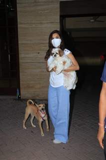 Sophie Choudhary snapped with her pets in Bandra