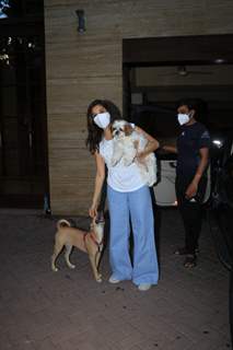 Sophie Choudhary snapped with her pets in Bandra