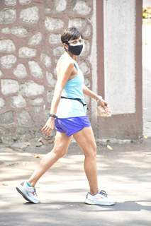 Mandira Bedi spotted during her morning walk in Bandra!