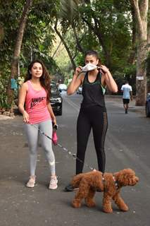 Celebrity sisters Malvika Raaj and Sonakshi Raaj step out for a walk