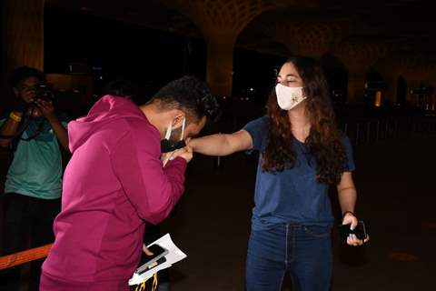 Rahul Vaidya with beau Disha Parmar snapped at Mumbai Airport