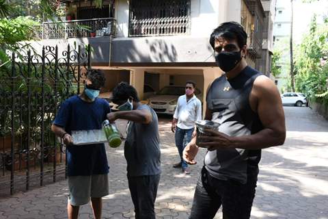 Sonu Sood snapped outside his residence