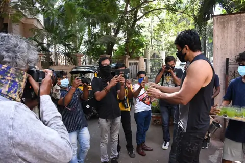 Sonu Sood snapped outside his residence