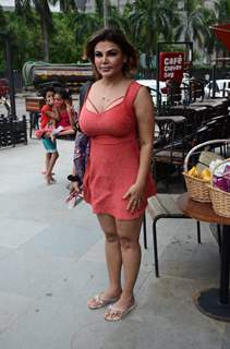 Rakhi Sawant snapped outside at a coffee shop in Mumbai