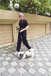 Khushi Kapoor snapped walking her dog this evening