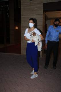 Sophie Choudry snapped with her pet in Bandra