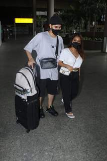 Neha Kakkar and Rohanpreet Singh snapped arriving at Mumbai airport