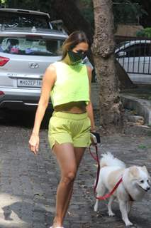 Malaika Arora steps out for a walk with her pet