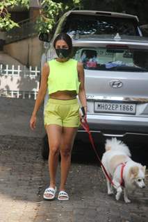 Malaika Arora steps out for a walk with her pet