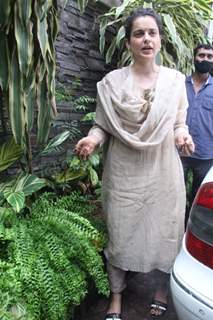 Kangana Ranaut snapped planting trees outside her office!