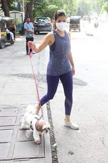 Sophie Choudhary snapped with her pet in Bandra
