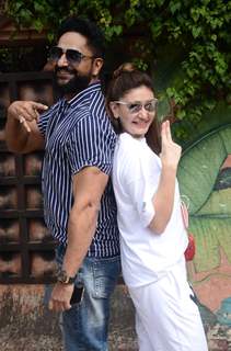 Shefali Jariwala snapped with her husband in Versova