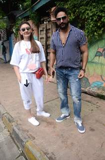 Shefali Jariwala snapped with her husband in Versova