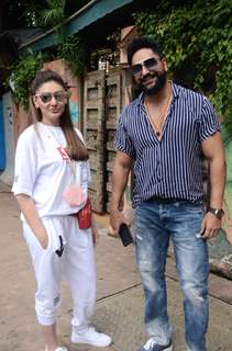 Shefali Jariwala snapped with her husband in Versova