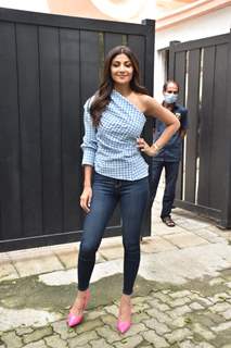 Shilpa Shetty Kundra snapped at Sunny Super Sound for the song preview of Hungama 2