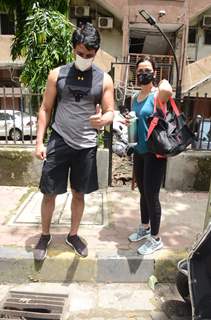 Sonu Sood and his wife snapped outside gym