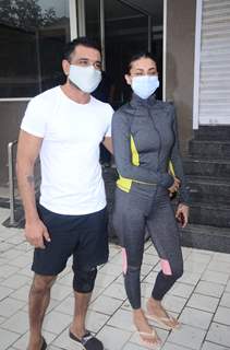 Pavitra Punia and Eijaz Khan snapped at a clinic in Andheri