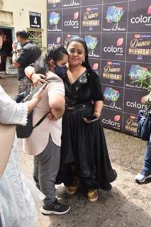 Bharti Singh hugs a fan on the sets of Dance Deewane