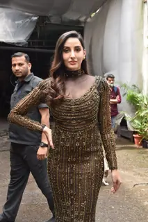 Nora Fatehi poses on the sets of Dance Deewane