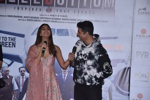Akshay Kumar, and Vaani Kapoor at Bell Bottom trailer launch in Delhi