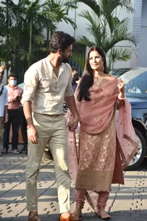 Vicky Kaushal and Katrina Kaif first public appearance as married couple