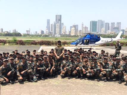 Vijay Deverakonda grand entry in a chopper