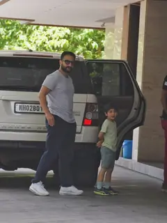 Saif Ali Khan and Taimur spotted at outside their residence