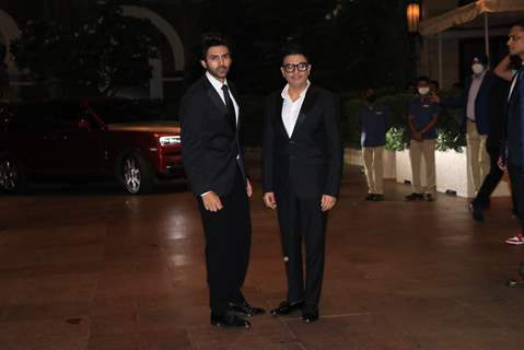 Kartik Aaryan and Bhushan Kumar snapped at Pooja Vijan's Wedding Bash at Taj Colaba