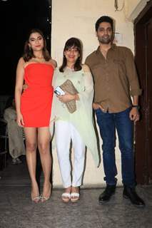 Saiee Manjrekar poses with Adivi Sesh for Major movie screening in Mumbai 