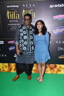 Anurag Basu poses to paparazzi at green carpet of IIFA awards 2022 in Abu Dhabi