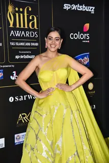 Genelia D'Souza poses to paparazzi at green carpet of IIFA awards 2022 in Abu Dhabi