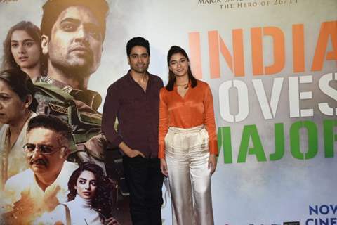 Adivi Sesh and Saiee Manjrekar spotted at the success press meet for their film Major at Andheri 