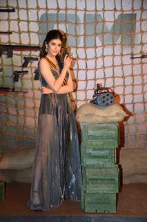 Sanjana Sanghi clicked at the trailer launch of the film Om: The Battle Within 