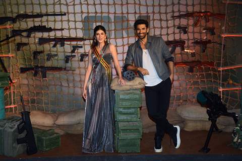 Aditya Roy Kapoor, Sanjana Sanghi clicked at the trailer launch of the film Om: The Battle Within 