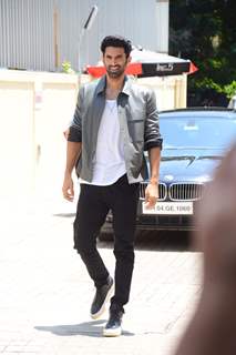 Aditya Roy Kapoor spotted at the trailer launch of the film Om: The Battle Within 