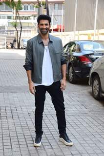 Aditya Roy Kapoor spotted at the trailer launch of the film Om: The Battle Within 