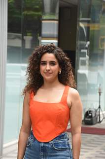 Sanya Malhotra snapped during the promotions of their film, Hit – The First Case