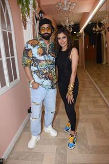 Aastha Gill poses with Rappar Bali spotted in the city