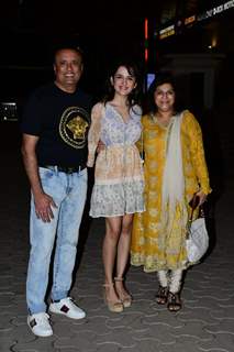 Shirley Setia spotted with her family at the screeing of Nikamma film 