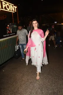 Giorgia Andriani snapped at the Mumbai airport 
