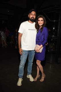 Karishma Tanna poses with husband Varun Bangera snapped at Ridhima Pandit’s birthday bash