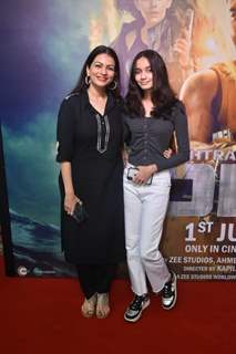 Prachi Shah poses with daughter Khiana snapped the premiere of Rashtra Kavach OM at Gaiety Galaxy in Bandra